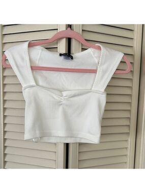 Elegant White Ribbed Crop Top